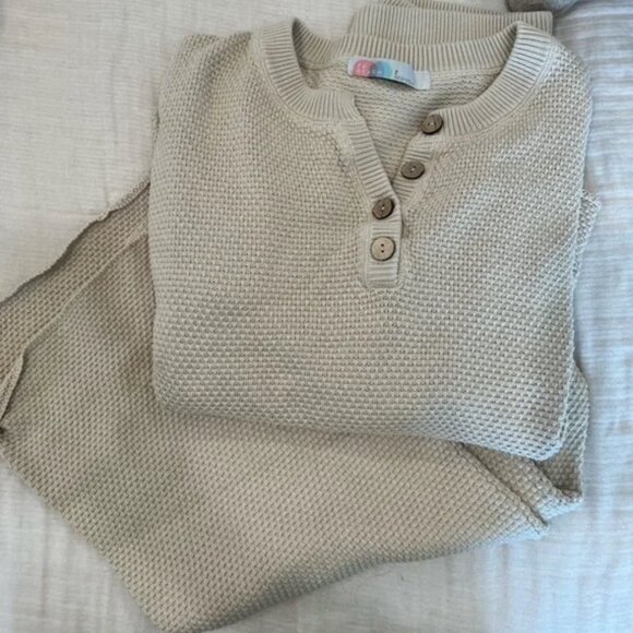 NWT Free People Hailee Sweater Set in Salt Water Khaki - Picture 2 of 4